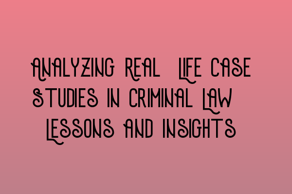 Analyzing Real-Life Case Studies in Criminal Law: Lessons and Insights