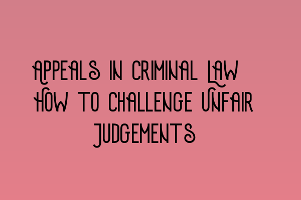 Appeals in Criminal Law: How to Challenge Unfair Judgements