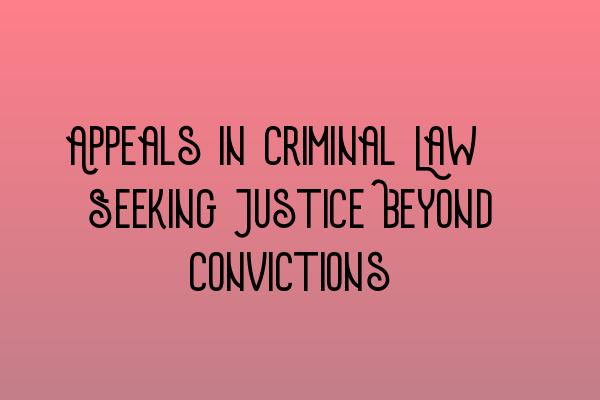 Appeals in Criminal Law: Seeking Justice Beyond Convictions