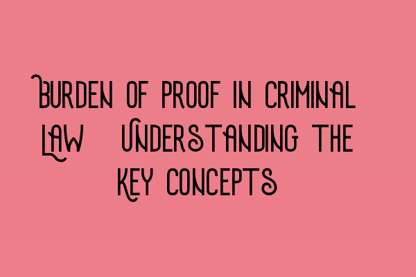 Burden of Proof in Criminal Law: Understanding the Key Concepts