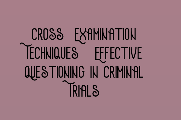 Featured image for Cross-Examination Techniques: Effective Questioning in Criminal Trials