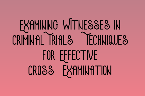 Featured image for Examining Witnesses in Criminal Trials: Techniques for Effective Cross-Examination