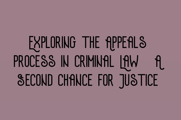 Featured image for Exploring the Appeals Process in Criminal Law: A Second Chance for Justice