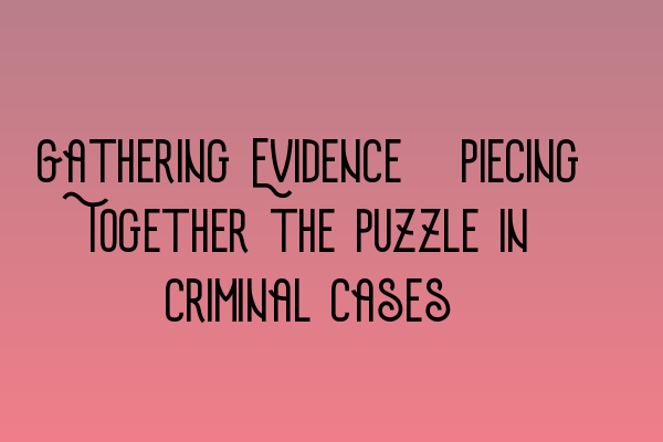 Featured image for Gathering Evidence: Piecing Together the Puzzle in Criminal Cases