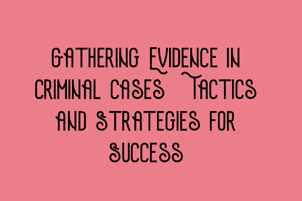 Gathering Evidence in Criminal Cases: Tactics and Strategies for Success