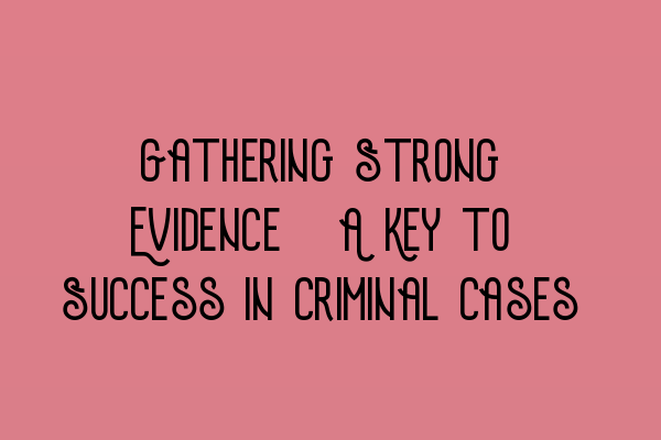 Gathering Strong Evidence: A Key to Success in Criminal Cases