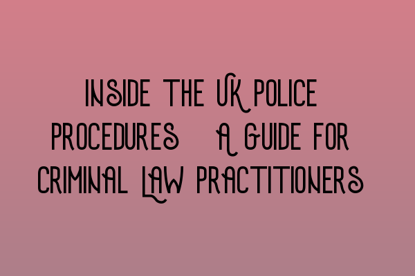 Inside the UK Police Procedures: A Guide for Criminal Law Practitioners