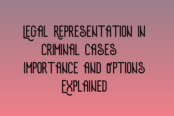 Legal Representation in Criminal Cases: Importance and Options Explained