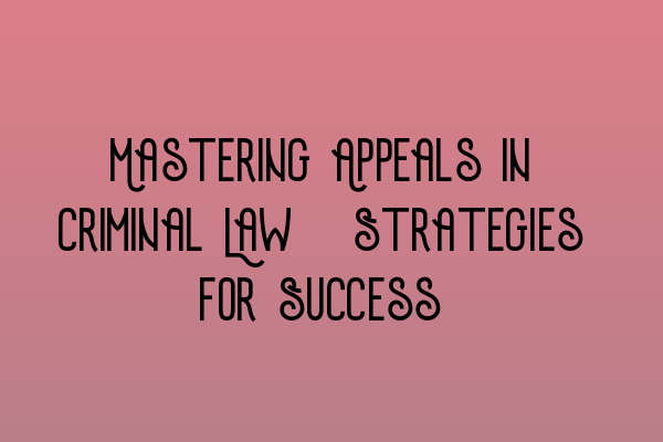 Mastering Appeals in Criminal Law: Strategies for Success