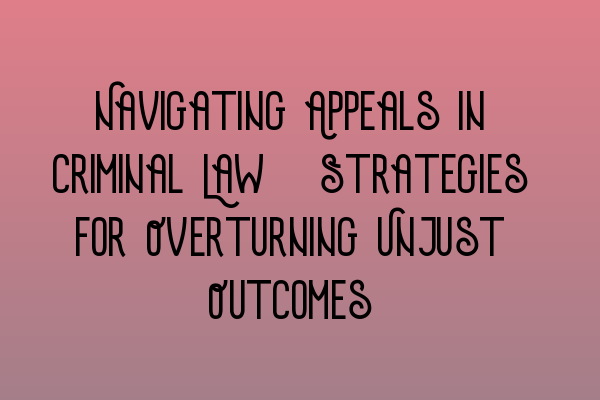 Navigating Appeals in Criminal Law: Strategies for Overturning Unjust Outcomes