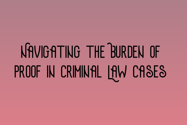 Navigating the Burden of Proof in Criminal Law Cases