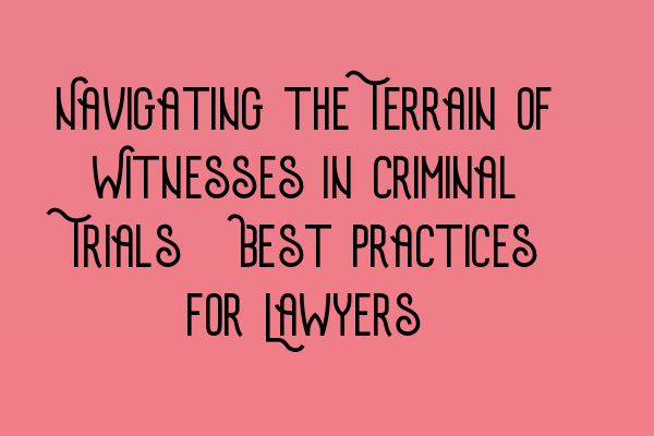 Featured image for Navigating the Terrain of Witnesses in Criminal Trials: Best Practices for Lawyers