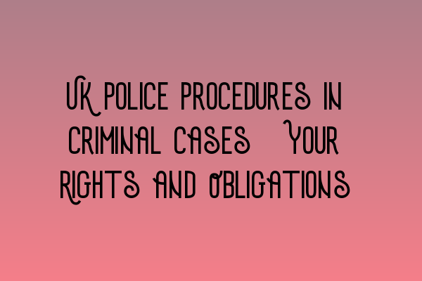 UK Police Procedures in Criminal Cases: Your Rights and Obligations