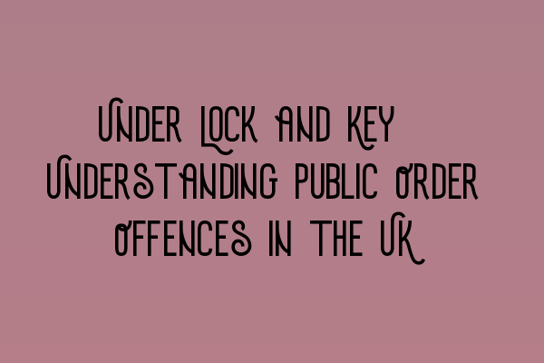 Under Lock and Key: Understanding Public Order Offences in the UK