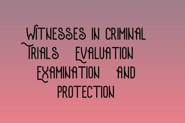 Featured image for Witnesses in Criminal Trials: Evaluation, Examination, and Protection