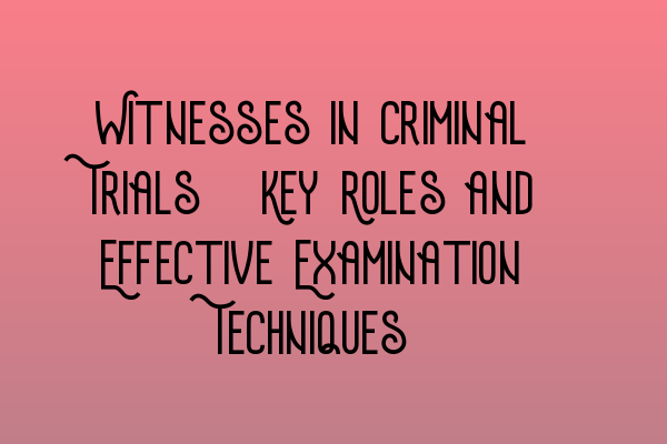 Featured image for Witnesses in Criminal Trials: Key Roles and Effective Examination Techniques