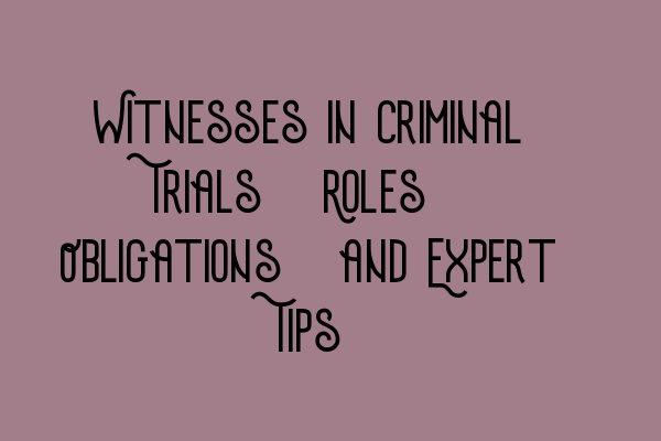 Featured image for Witnesses in Criminal Trials: Roles, Obligations, and Expert Tips