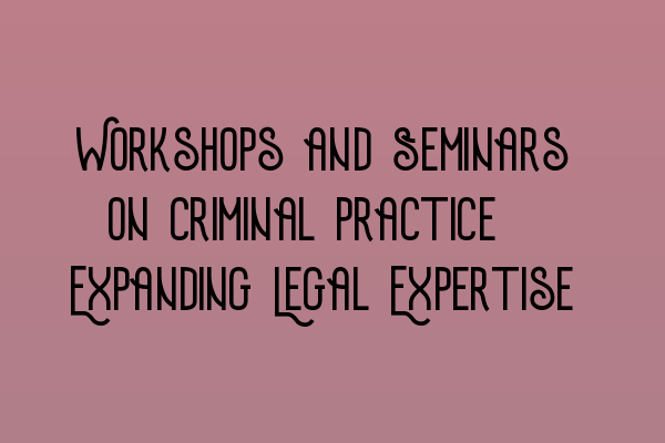 Featured image for Workshops and Seminars on Criminal Practice: Expanding Legal Expertise