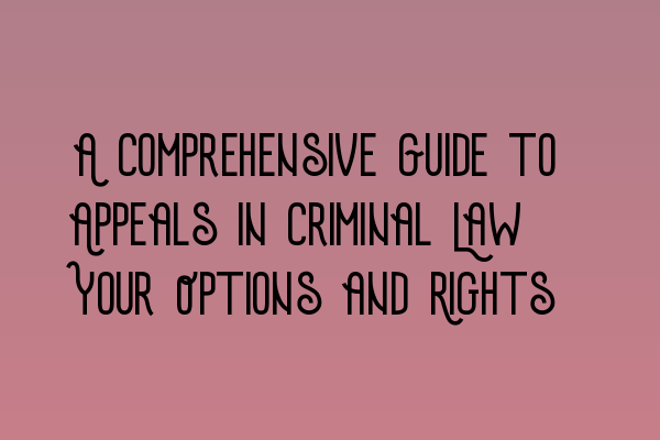 A Comprehensive Guide to Appeals in Criminal Law: Your Options and Rights