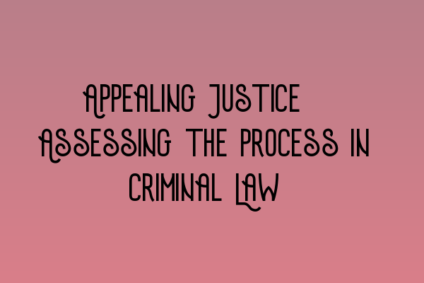 Appealing Justice: Assessing the Process in Criminal Law