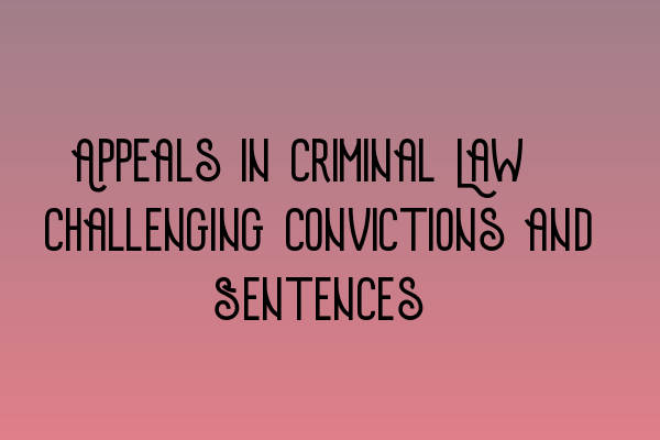 Appeals in Criminal Law: Challenging Convictions and Sentences