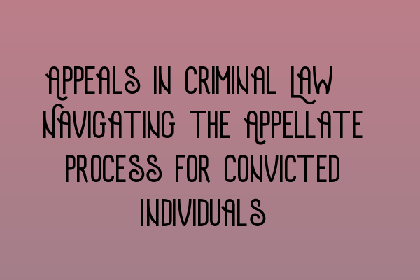Featured image for Appeals in Criminal Law: Navigating the Appellate Process for Convicted Individuals
