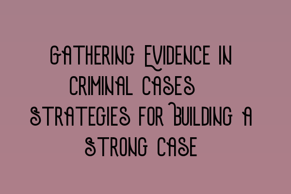 Gathering Evidence in Criminal Cases: Strategies for Building a Strong Case