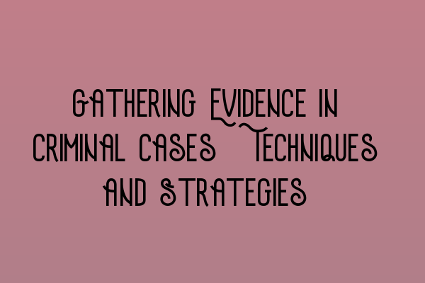 Gathering Evidence in Criminal Cases: Techniques and Strategies