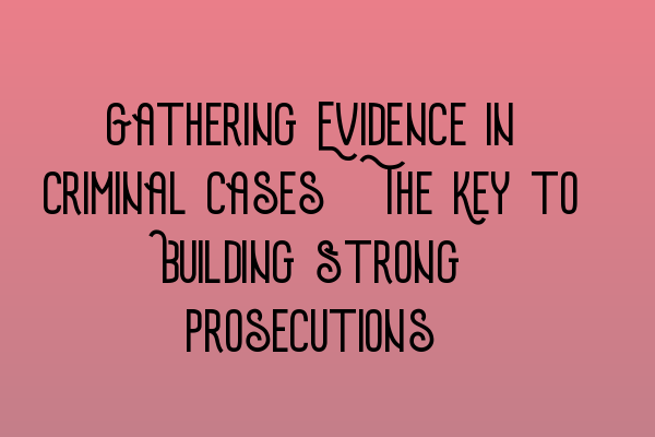 Gathering Evidence in Criminal Cases: The Key to Building Strong Prosecutions