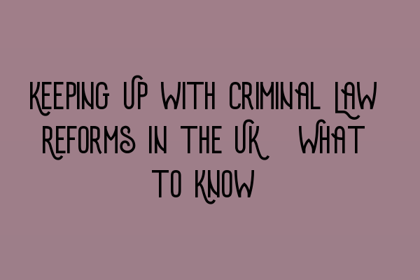 Keeping Up with Criminal Law Reforms in the UK: What to Know