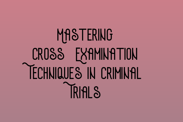 Mastering Cross-Examination Techniques in Criminal Trials