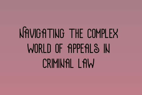 Navigating the complex world of appeals in criminal law