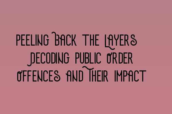 Peeling Back the Layers: Decoding Public Order Offences and Their Impact