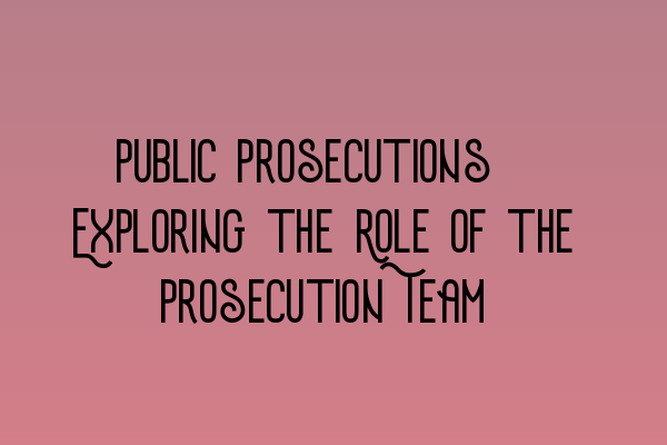 Public Prosecutions: Exploring the Role of the Prosecution Team