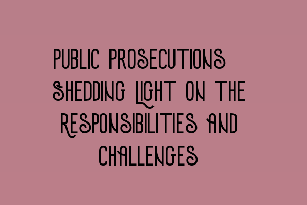 Public Prosecutions: Shedding Light on the Responsibilities and Challenges