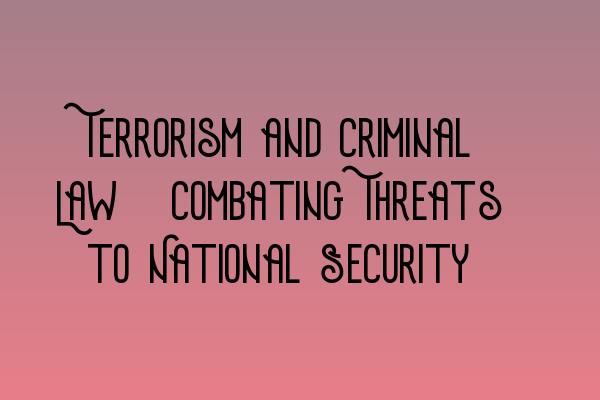 Terrorism and Criminal Law: Combating Threats to National Security