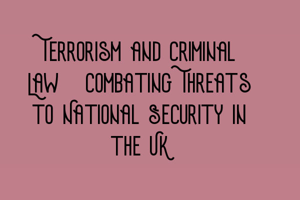 Terrorism and Criminal Law: Combating Threats to National Security in the UK