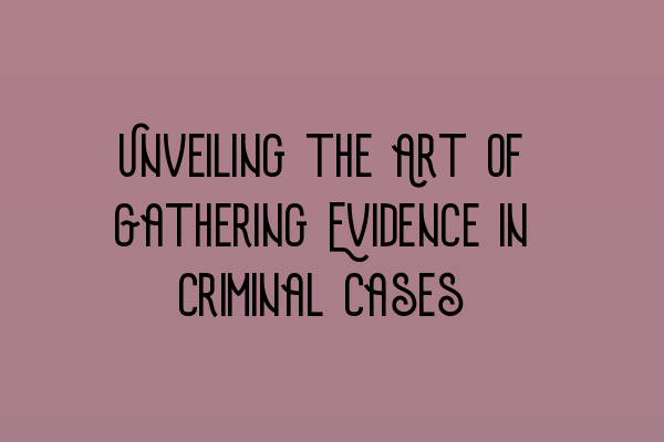 Unveiling the Art of Gathering Evidence in Criminal Cases
