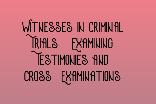 Witnesses in Criminal Trials: Examining Testimonies and Cross-Examinations