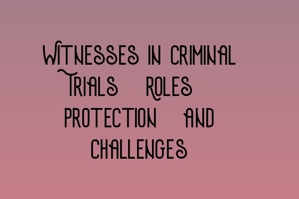 Featured image for Witnesses in Criminal Trials: Roles, Protection, and Challenges